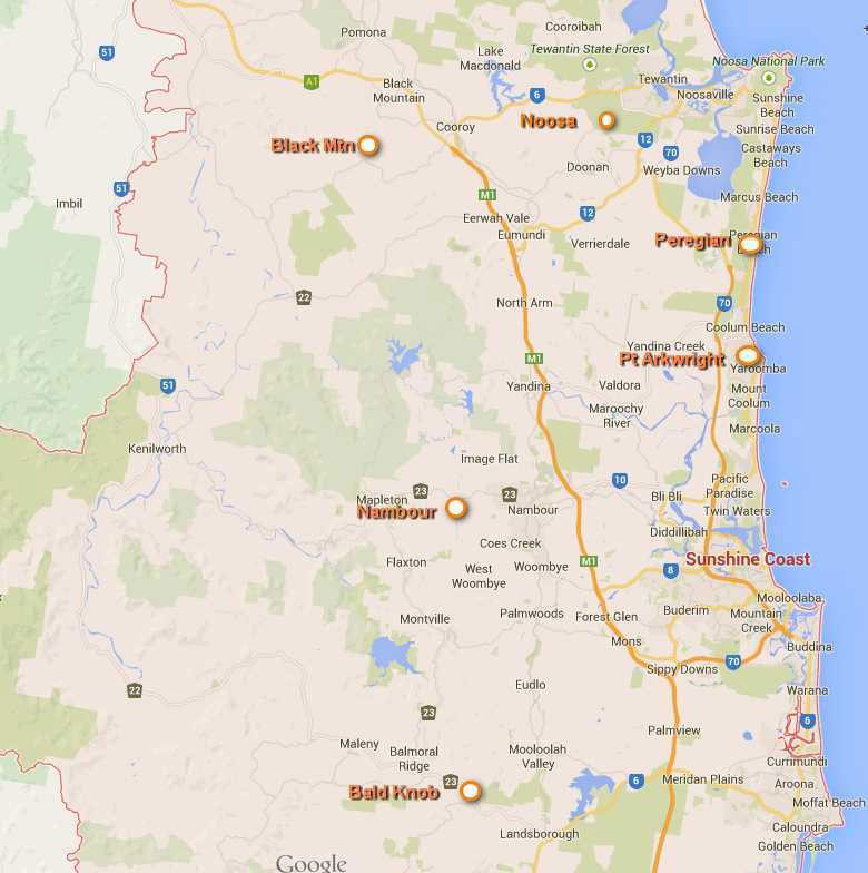 TV Transmitters Towers Locations on the Sunshine Coast